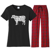 Cow Butcher Beef Cuts Diagram Women's Flannel Pajama Set