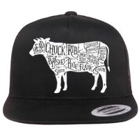 Cow Butcher Beef Cuts Diagram Flatbill Hat
