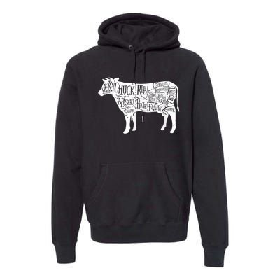 Cow Butcher Beef Cuts Diagram Premium Hoodie