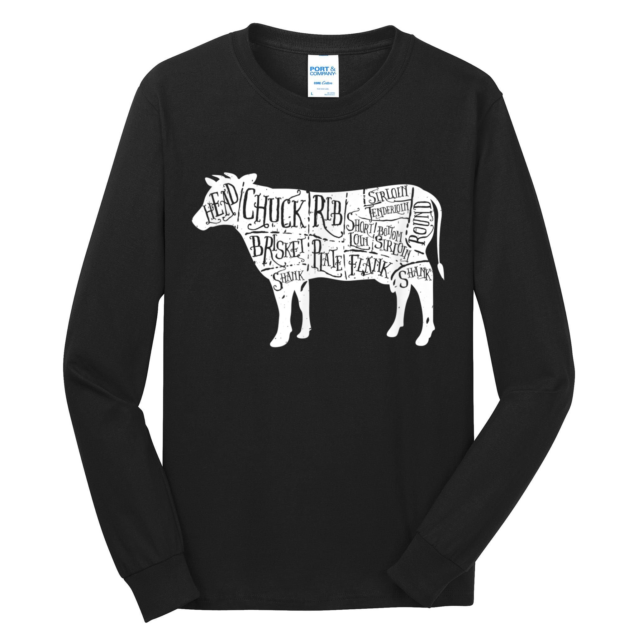 Cow Butcher Beef Cuts Diagram Tall Long Sleeve T-Shirt