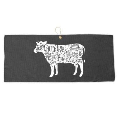 Cow Butcher Beef Cuts Diagram Large Microfiber Waffle Golf Towel