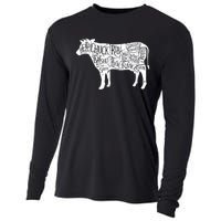 Cow Butcher Beef Cuts Diagram Cooling Performance Long Sleeve Crew