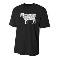 Cow Butcher Beef Cuts Diagram Youth Performance Sprint T-Shirt