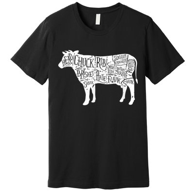 Cow Butcher Beef Cuts Diagram Premium T-Shirt