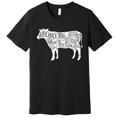 Cow Butcher Beef Cuts Diagram Premium T-Shirt