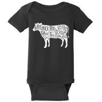 Cow Butcher Beef Cuts Diagram Baby Bodysuit