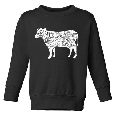Cow Butcher Beef Cuts Diagram Toddler Sweatshirt