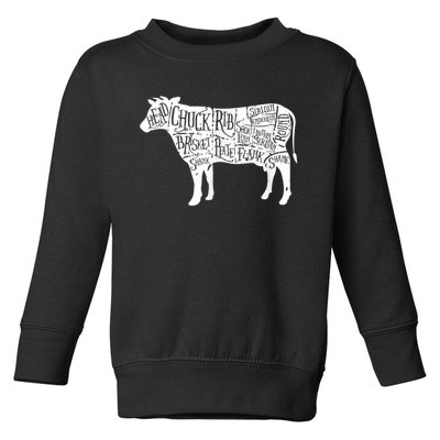 Cow Butcher Beef Cuts Diagram Toddler Sweatshirt