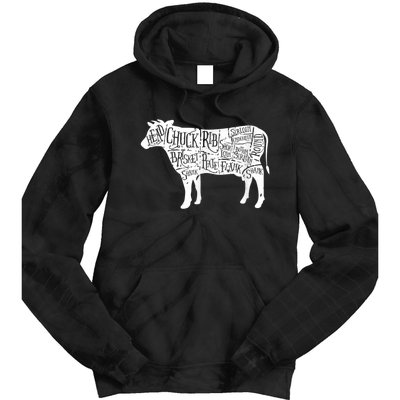 Cow Butcher Beef Cuts Diagram Tie Dye Hoodie