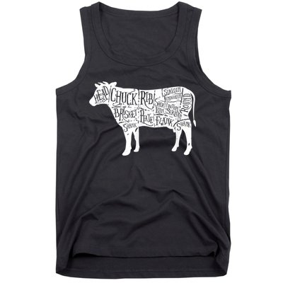 Cow Butcher Beef Cuts Diagram Tank Top