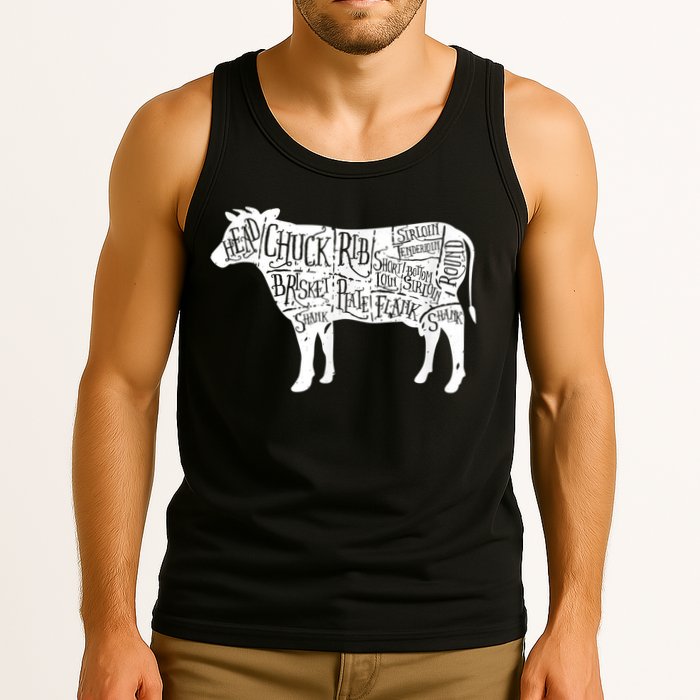 Cow Butcher Beef Cuts Diagram Tank Top