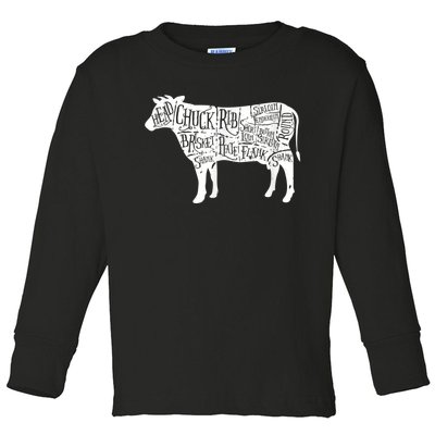 Cow Butcher Beef Cuts Diagram Toddler Long Sleeve Shirt