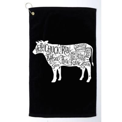 Cow Butcher Beef Cuts Diagram Platinum Collection Golf Towel