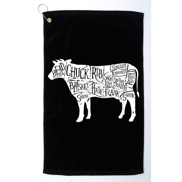 Cow Butcher Beef Cuts Diagram Golf Towel