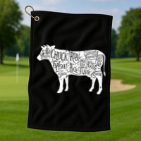 Cow Butcher Beef Cuts Diagram Golf Towel