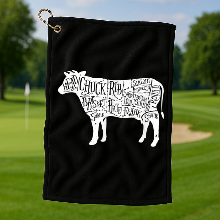 Cow Butcher Beef Cuts Diagram Golf Towel