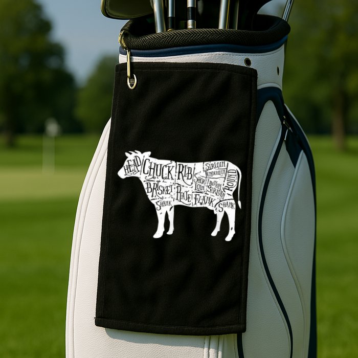 Cow Butcher Beef Cuts Diagram Golf Towel