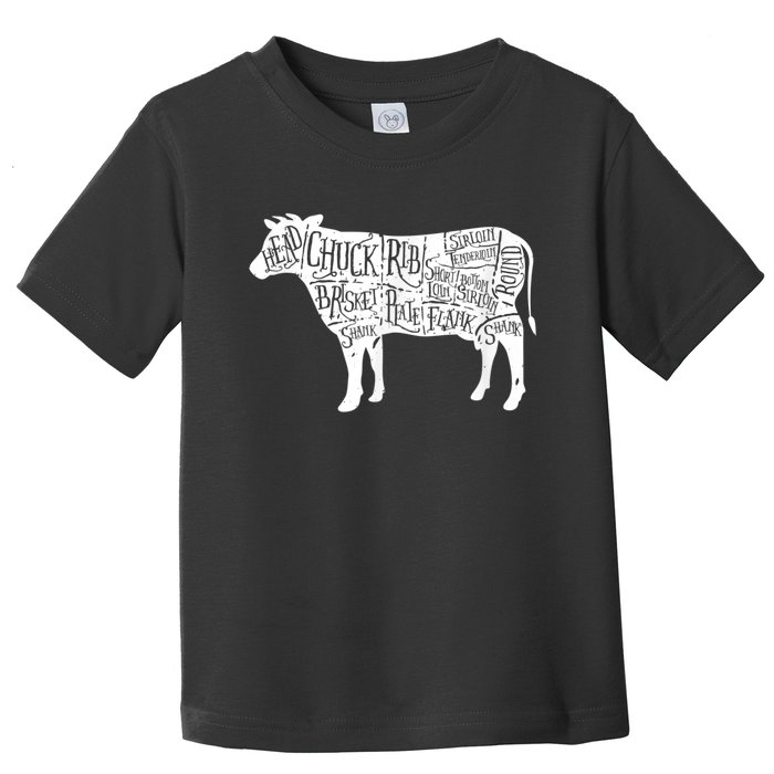 Cow Butcher Beef Cuts Diagram Toddler T-Shirt