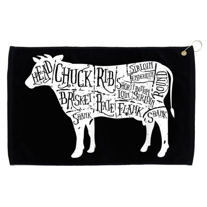 Cow Butcher Beef Cuts Diagram Grommeted Golf Towel