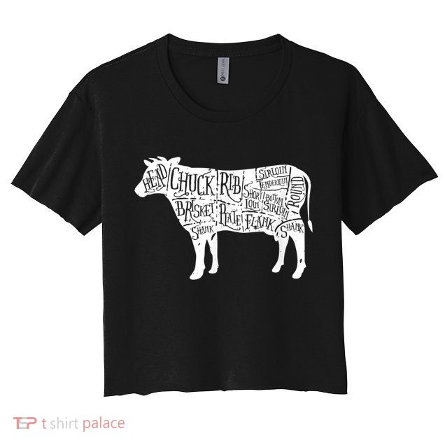 Cow Butcher Beef Cuts Diagram Crop Top