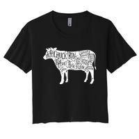 Cow Butcher Beef Cuts Diagram Women's Crop Top Tee