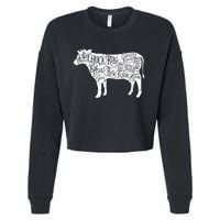 Cow Butcher Beef Cuts Diagram Cropped Pullover Crew