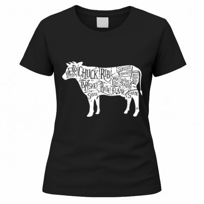 Cow Butcher Beef Cuts Diagram Women's T-Shirt