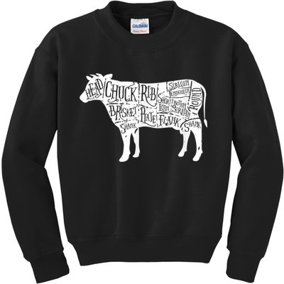 Cow Butcher Beef Cuts Diagram Kids Sweatshirt