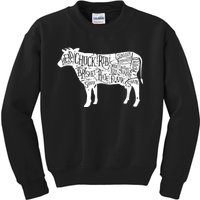 Cow Butcher Beef Cuts Diagram Kids Sweatshirt