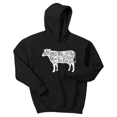 Cow Butcher Beef Cuts Diagram Kids Hoodie