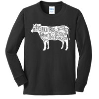 Cow Butcher Beef Cuts Diagram Kids Long Sleeve Shirt