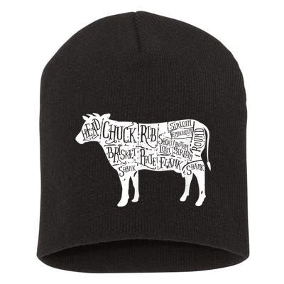 Cow Butcher Beef Cuts Diagram Short Acrylic Beanie