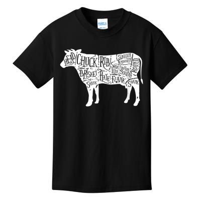 Cow Butcher Beef Cuts Diagram Kids T-Shirt