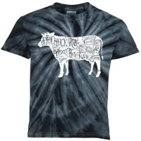 Cow Butcher Beef Cuts Diagram Kids Tie-Dye T-Shirt