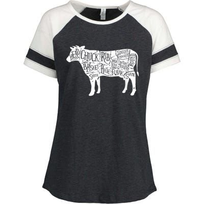 Cow Butcher Beef Cuts Diagram Enza Ladies Jersey Colorblock Tee