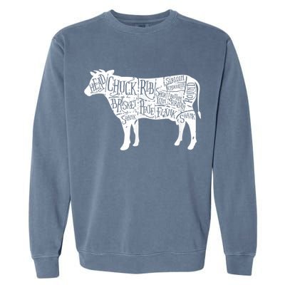 Cow Butcher Beef Cuts Diagram Garment-Dyed Sweatshirt