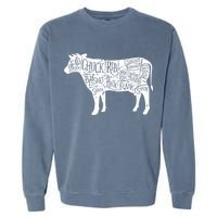 Cow Butcher Beef Cuts Diagram Garment-Dyed Sweatshirt