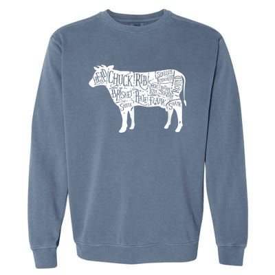 Cow Butcher Beef Cuts Diagram Garment-Dyed Sweatshirt