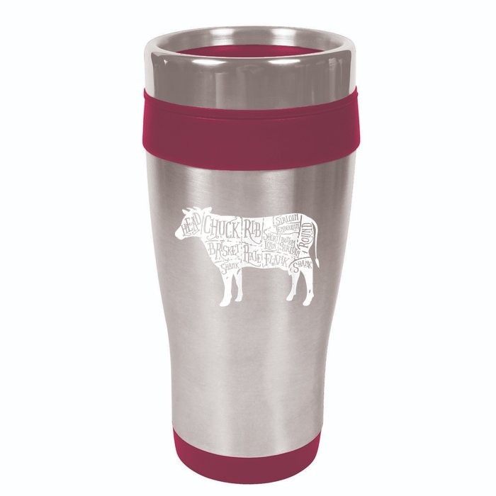Cow Butcher Beef Cuts Diagram 16oz Travel Tumbler