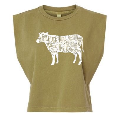 Cow Butcher Beef Cuts Diagram Garment-Dyed Women's Muscle Tee