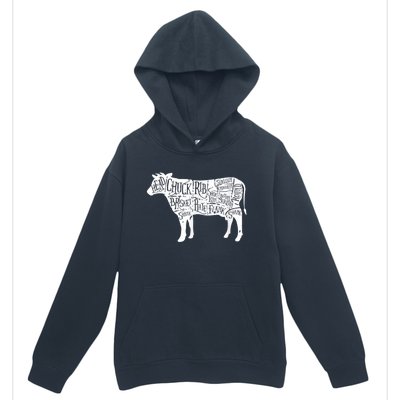 Cow Butcher Beef Cuts Diagram Urban Pullover Hoodie