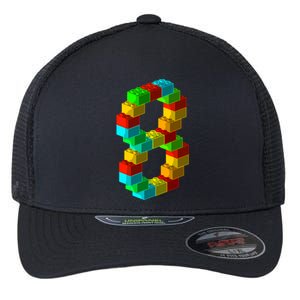 Cute Block Building 8th Birthday Gift 8 Years Old Boy Girl Flexfit Unipanel Trucker Cap