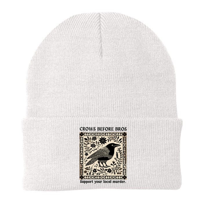 Crows Before Bros Support Your Local Murder Knit Cap Winter Beanie