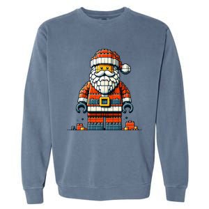 Christmas Builder Block Brick Building Santa Faces Boy Garment-Dyed Sweatshirt