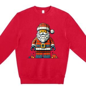 Christmas Builder Block Brick Building Santa Faces Boy Premium Crewneck Sweatshirt