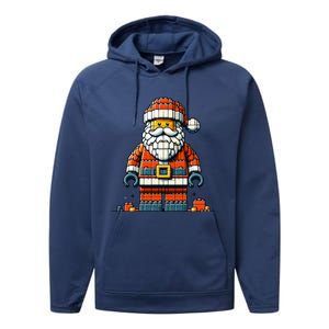 Christmas Builder Block Brick Building Santa Faces Boy Performance Fleece Hoodie