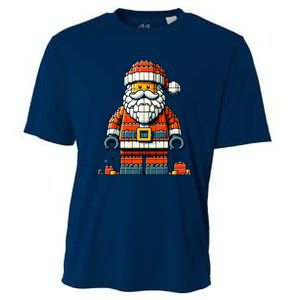 Christmas Builder Block Brick Building Santa Faces Boy Cooling Performance Crew T-Shirt