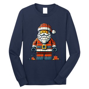 Christmas Builder Block Brick Building Santa Faces Boy Long Sleeve Shirt