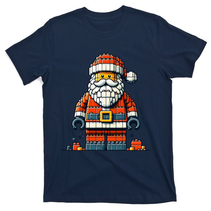 Christmas Builder Block Brick Building Santa Faces Boy T-Shirt