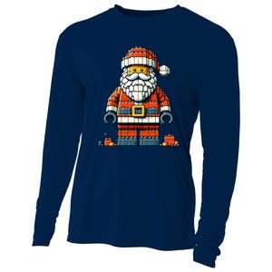 Christmas Builder Block Brick Building Santa Faces Boy Cooling Performance Long Sleeve Crew